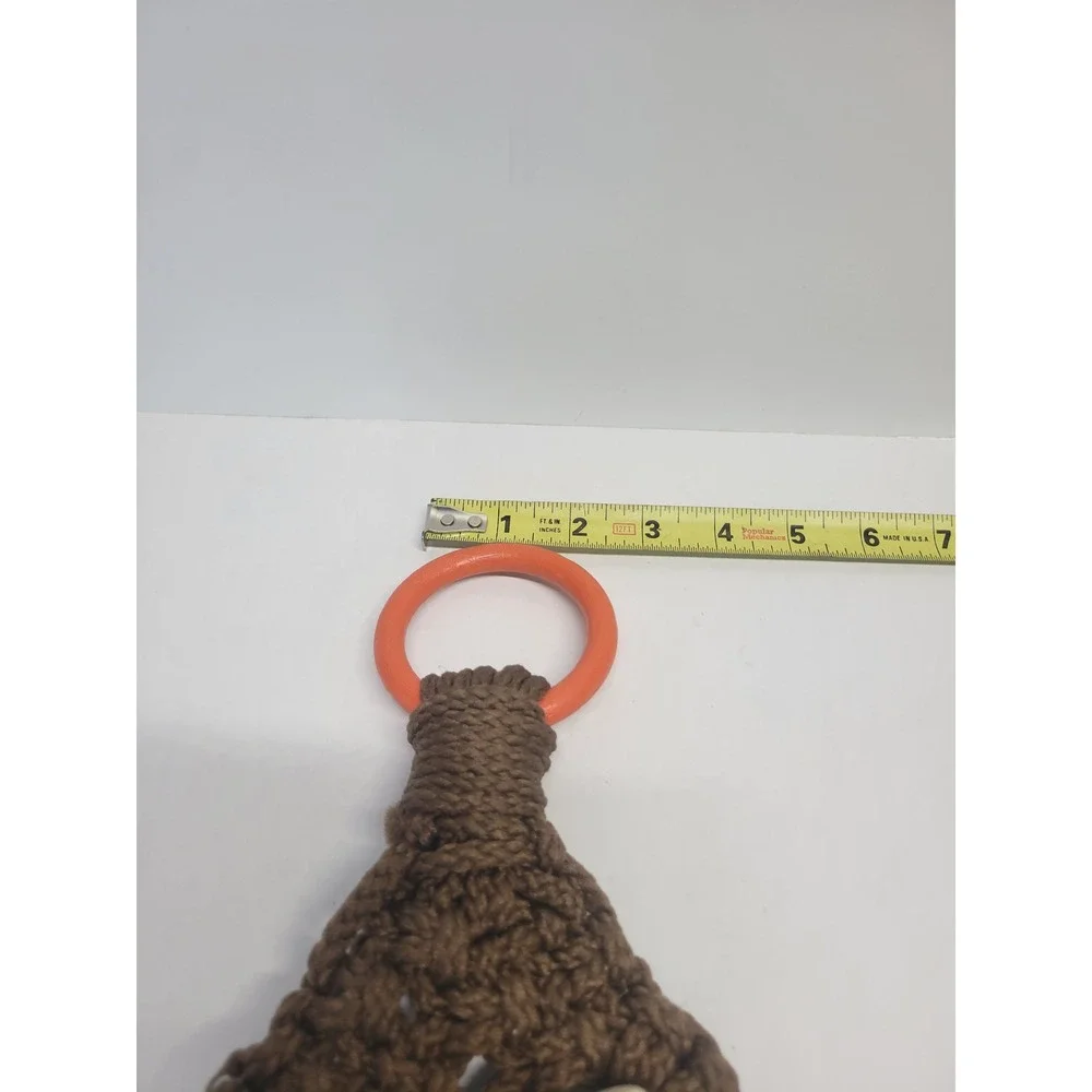 Vintage Macrame Butterfly Towel Holder Brown Orange Ceramic Retro Boho 70s Decor